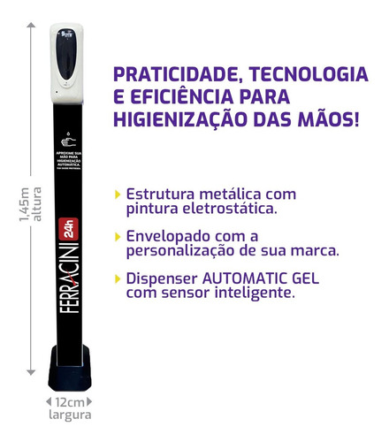 Imagem 5 de 10 de Totem Personalizado Para Álcool Em Gel Sem Colocar As Mãos