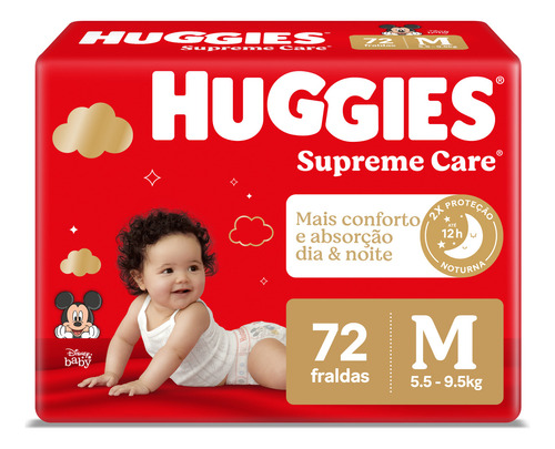 Huggies Fraldas Descartáveis Supreme Care tamanho m 72 unidades