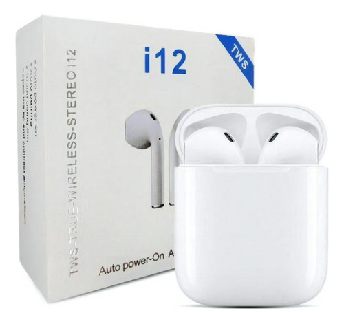 Auriculares Bluetooth I12 Touch Tws 5.0, versión inalámbrica, color blanco, luz LED