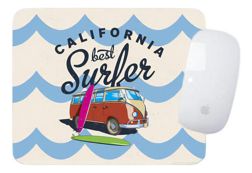 Mouse Pad Emborrachado Personalizado Surf Califórnia Kombi