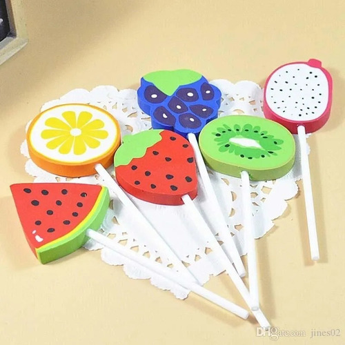 Set 6 Borradores Figuras Frutales Gomas Frutas Como Paletas