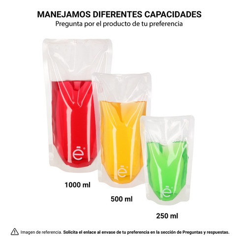 Bolsa Stand Up Pouch Sólidos 125 Gr / Líquidos 250 Ml 1000pz