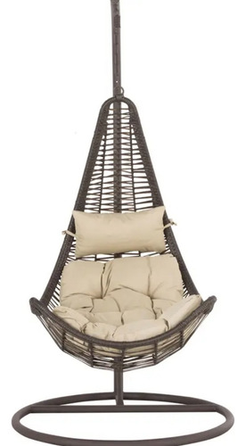 Silla Colagante Tipo Ratan Cebolla Exterior Jardin Color Café Rattan