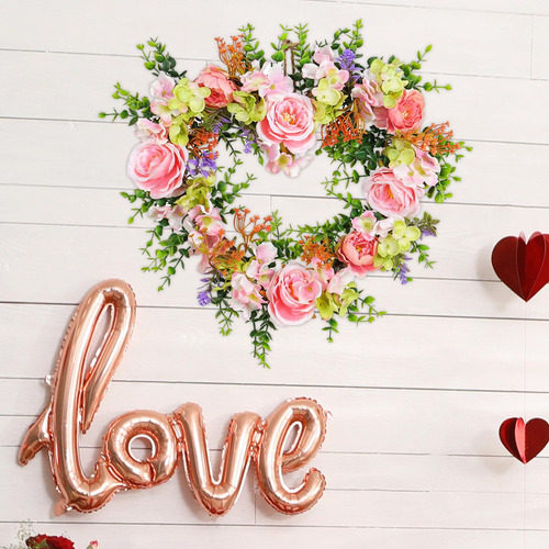 Corona De Rosas Artificiales En Forma De Corazón Para El