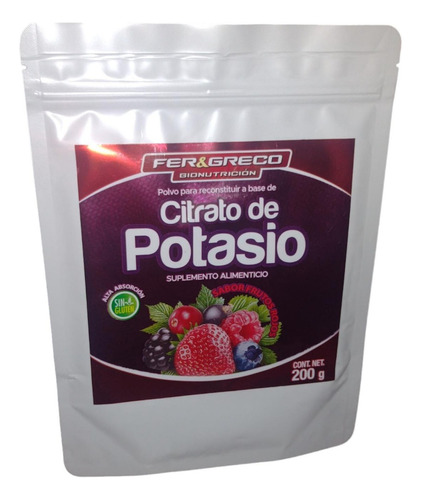 Citrato De Potasio Polvo Sabor Frutos Rojos Fer&greco 200 G