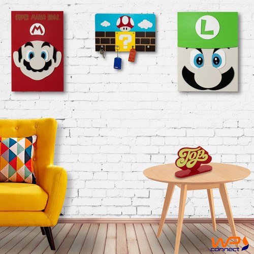 Porta Chaves Super Mario Bros Decorativo Com Ímãs