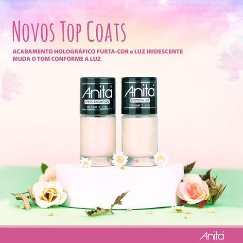 Kit 2 Tons Anita Top Coat Efeito Encantado E Efeito Da Luz Cor Branco