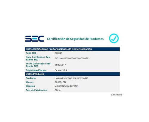 Microondas Sindelen M-2030ng Negro 20l 220v - 240v