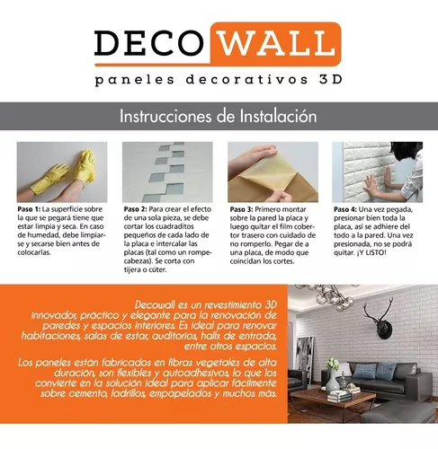 Pared Decowall Autoadhesiva Revestimiento Con Relieve 3d