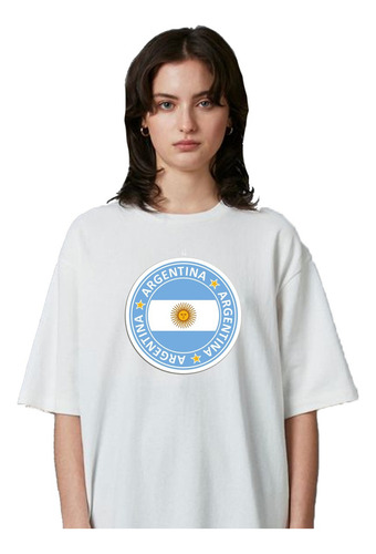 Remera Unisex Argentina Logo Circular Personalizada Algodón