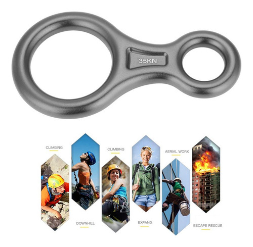 Alomejor Escalada Rappel Safety 35kn Monta?ismo Escalada Figura 8 Cuerda Descensor Anillo(gris) Herramienta De Escalada