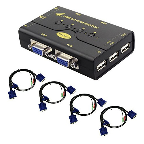 Conmutador Kvm Vga De 4 Puertos Con Hub Usb Y Soporte De Aud