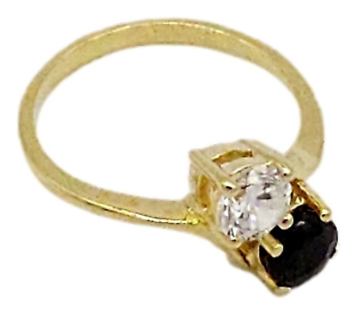 Anillo Oro 18k Laminado Mujer Con Piedra Cristal Compromiso