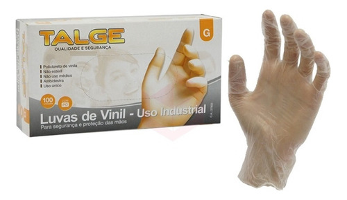 Luva De Vinil Talge C/ Amido Tam P,m,g 100 Unid - 1 Cx Tamanho G