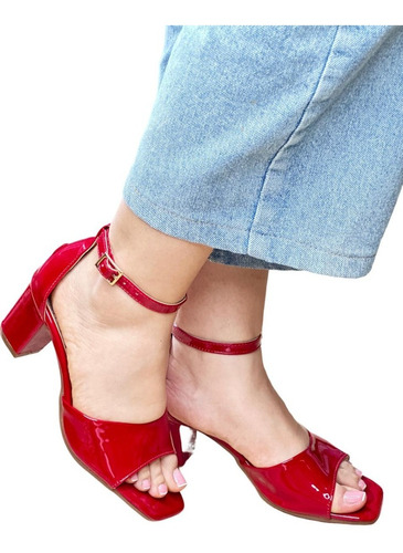 Sandalia Calzado Tacones Dama Mujer Oferta Zapatos Rojo