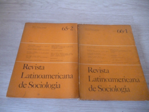 Revista Latinoamericana De Sociología. Tomos Sueltos C/u