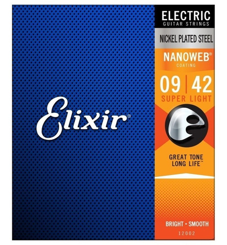 Set De Cuerdas Elixir Nanoweb 09-42 Nickel P/ Eléctrica