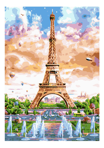 Kits De Pintura Diy Torre De París, Pintura Al Óleo Digital