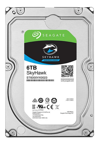 Disco Duro Interno Seagate Skyhawk St6000vx001 6tb Gris
