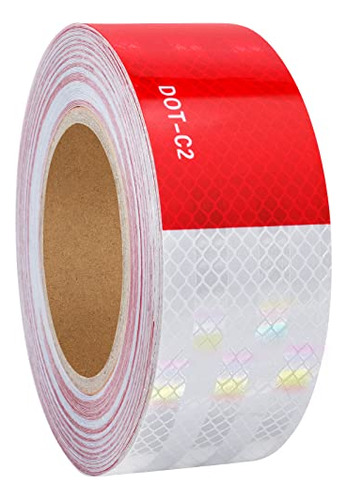 Reflective Safety Tape 2in X 32ft, Dot-c2 Red/white Ref...