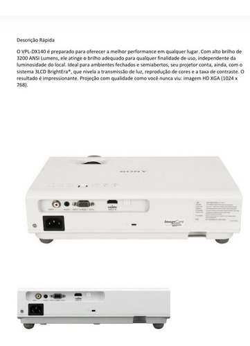 Projetor Sony Vpl-dx140b
