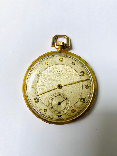 Relógio De Bolso Classic 17 Rubis Antigo (funcionando) Dourado-escuro