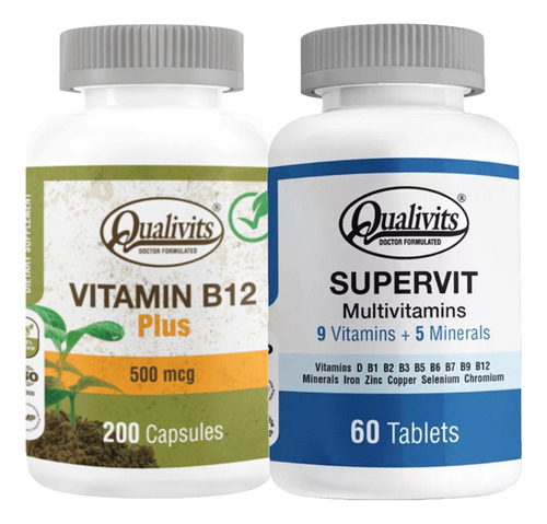 Vitamina B12 500 Mcg + Super Vit Multivitamínico - Qualivits