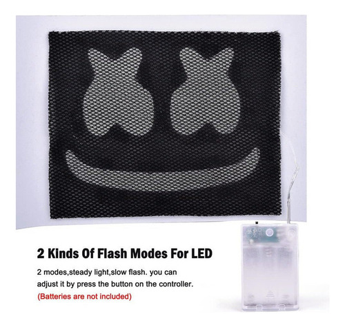 Máscara De Dj Navideña, Luces Led Brillantes Mascarilla