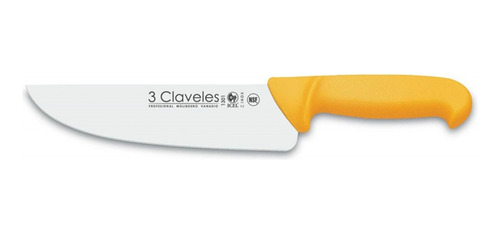 Cuchillo Carnicero Ancho Mango Amarillo 18cm 3 Claveles