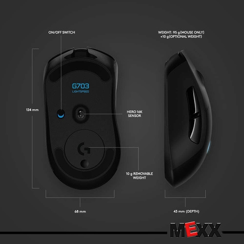 Mouse Gamer G703 Lightspeed Inalámbrico Logitech G Negro