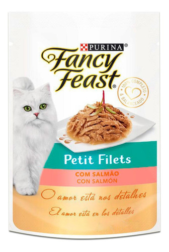 Alimento Fancy Feast Petit Filets para gato adulto sabor salmón en sobre de 75 g