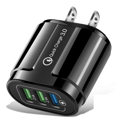 Cargador De Carga Rápida Qc. 3.0, Turbo, Con 3 Puertos Usb