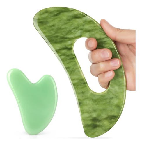 Jgo Herramientas De Masaje Gua Sha Con Piedra De Jade Tabla