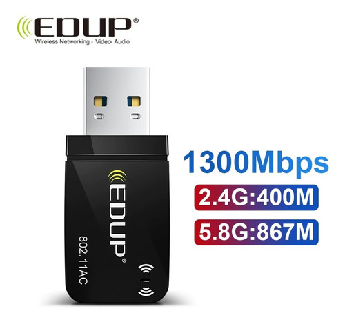Imagem 3 de 7 de Adaptador Wi-fi Dual Band 2.4 / 5ghz 1300mbps Ac 5g Wireless