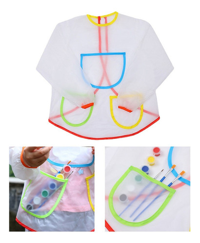 Aventais Infantis Para Pintura, Blusa De Manga Comprida Para