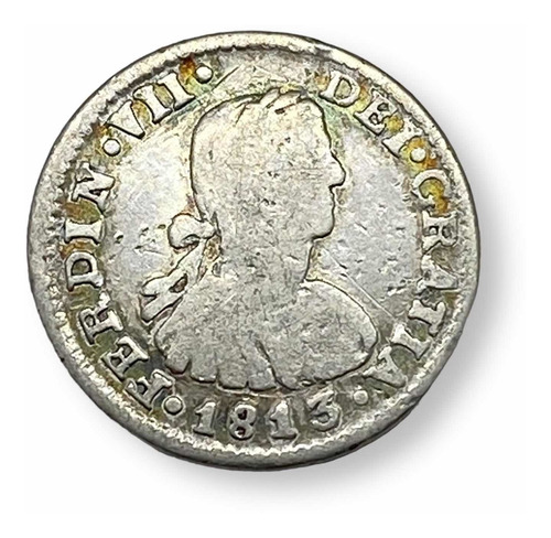 Auténtica Moneda De Plata 1/2 Real Año 1813 Ferdinando Vii (Usado)