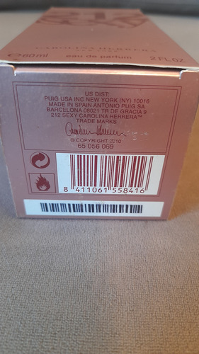 Frasco De Perfume Vacio Carolina Herrera 212 Sexy 60ml Rosa Chicle (Usado)