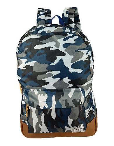 Mochila Camuflada Escolar Yin's Azul - 45cm X 30cm X 12cm