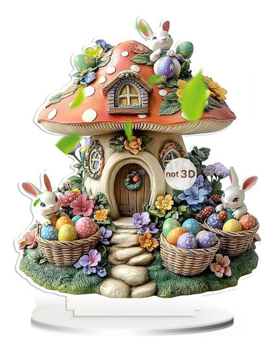 Cabaña De Conejo De Pascua Con Adorno En Forma De U 2d Para