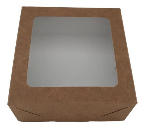 Imagem 7 de 8 de Caixa Kraft Com Visor Para Presente 10x10x4,5 - 20un