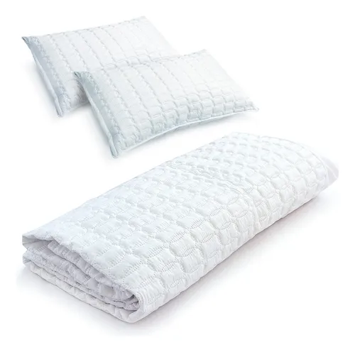 Set Protector de Colchón Queen y Almohadas en Microlina, Antialérgico y Fácil de Lavar, Tamaño 160x190 cm, Ideal para Mascotas y Niños, Energy Plus.