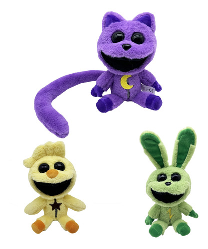 Muñeco Peluche Criatura Sonriente Morada Regalo 20cm 3pcs