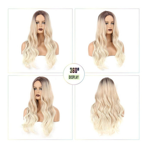 Imagen 6 de 8 de ! Peluca 60cm Rubio Oscuro Pelo Liso Color Natural !