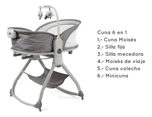 Cuna Bebés Premium Baby Colecho Mecedora Silla Moisés 6 En 1