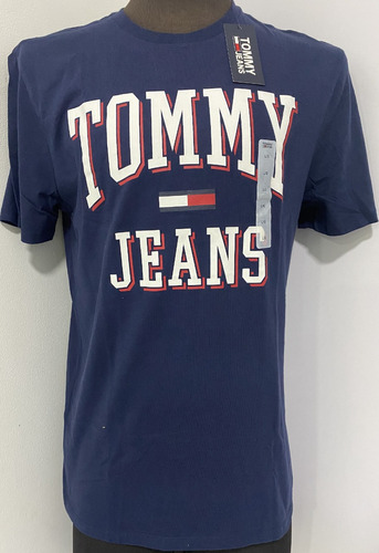 Camiseta Tommy Jeans Estampado 100% Original Azul R42