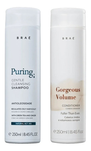 Braé Shampoo Puring Anti-oleosidade + Cond Gorgeous 2x250ml
