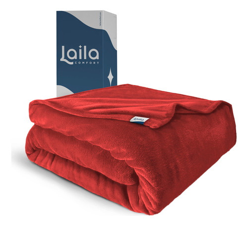 Cobija Super Suave, Cobertor Frazada Individual, Laila Color Rojo