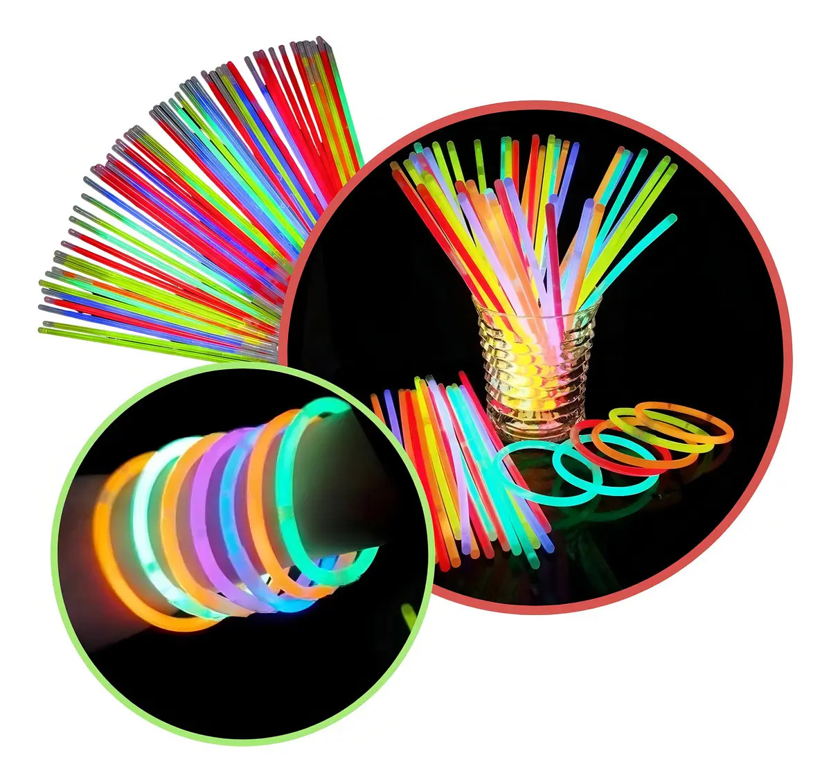 200 Pulseira Neon Fluorescente Brilhante Balada - SóLar Variedades Utensílios