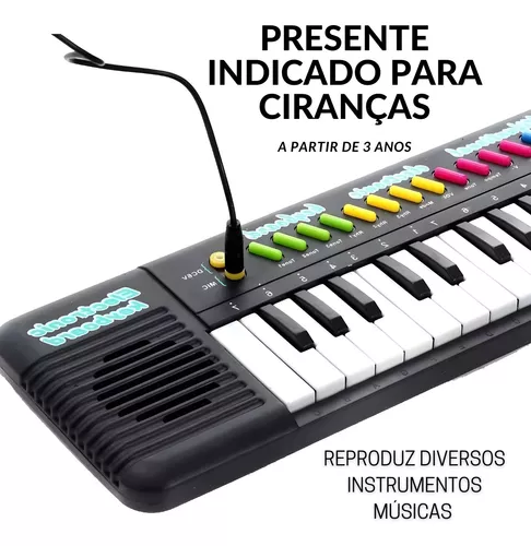 Teclado Infantil Musical Teclas Keys Com Microfone Piano