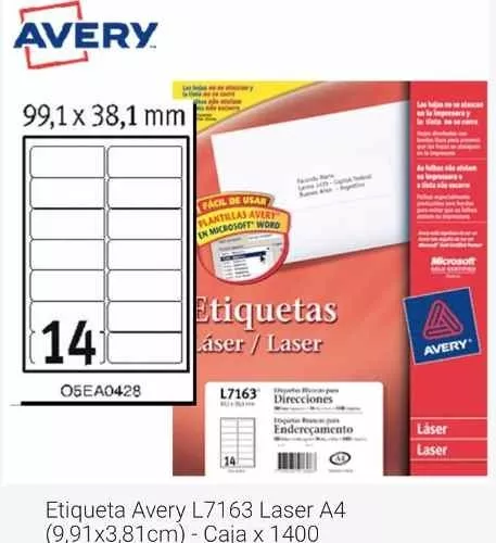 Etiquetas adhesivas blancas para impresora A4 139x99.1mm 100 hojas